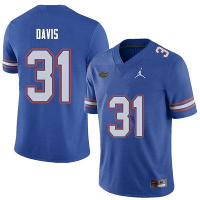 Men's Florida Gators #31 Shawn Davis NCAA Jordan Brand Royal Authentic Stitched College Football Jersey EYK8662VJ